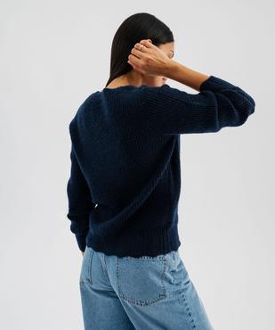 Pull en maille douillette extensible à col V femme vue3 - GEMO 4G FEMME - GEMO