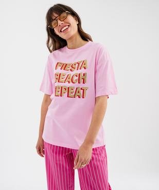 Tee-shirt manches courtes en jersey de coton imprimé femme vue1 - GEMO(FEMME PAP) - GEMO