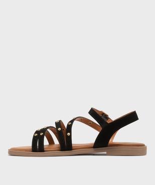Sandales en cuir plates à brides cloutées femme - Tanéo vue3 - TANEO - GEMO