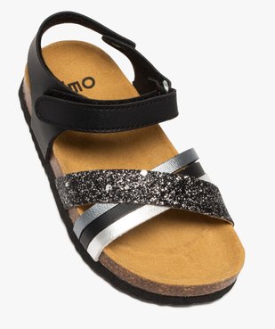 Sandales fille à motifs et à brides contrastées à paillettes   vue5 - GEMO 4G FILLE - GEMO