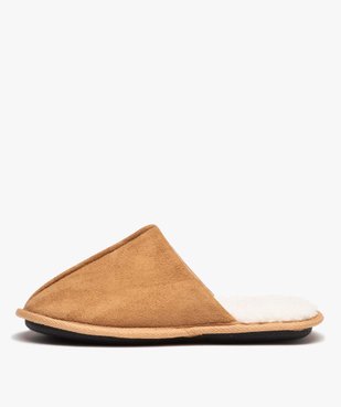 Chaussons femme mules unies avec intérieur fourré vue3 - GEMO(HOMWR FEM) - GEMO