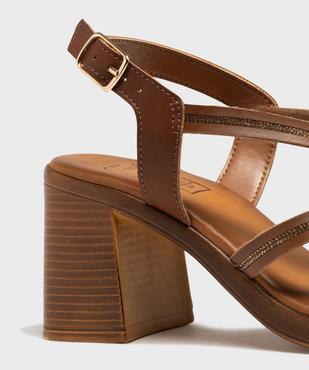 Sandales à talon flare, semelle intérieure cuir et brides à strass femme - Tanéo vue6 - FOLLOW ME - GEMO