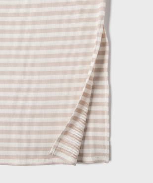 Robe tee-shirt longue en maille côtelée rayée fille vue4 - GEMO 4G FILLE - GEMO