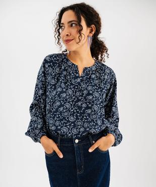 Blouse manches longues en viscose fleurie à col rond boutonné femme vue3 - GEMO 4G FEMME - GEMO