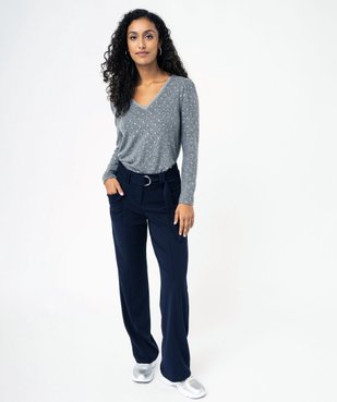 Pantalon droit en maille fluide à ceinture femme vue5 - GEMO(FEMME PAP) - GEMO