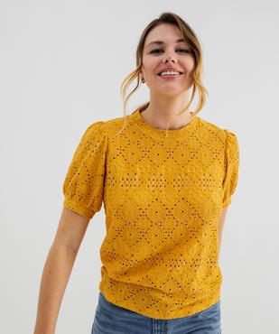 Tee-shirt à manches courtes en maille ajourée femme vue4 - GEMO 4G FEMME - GEMO