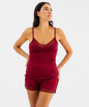 Haut de pyjama à fines bretelles et dentelle femme vue4 - GEMO 4G FEMME - GEMO