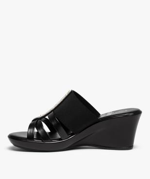 Mules femme à talon compensé et brides élastiques vue3 - GEMO(URBAIN) - GEMO