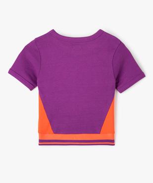 Tee-shirt fille bicolore court à manches courtes vue4 - GEMO (JUNIOR) - GEMO
