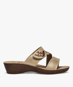 Mules femme confort brides métallisées à scratch vue1 - GEMO (CONFORT) - GEMO