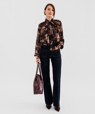Blouse manches longues en voile transparent et col lavallière femme vue4 - GEMO(FEMME PAP) - GEMO