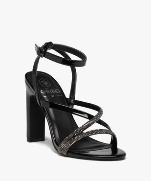 Sandales femme à talon haut dessus vernis et strass vue3 - GEMO(URBAIN) - GEMO