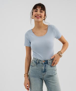 Body à manches courtes en maille côtelée femme vue1 - GEMO 4G FEMME - GEMO