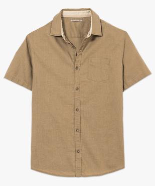 Chemise à manches courtes unie en lin vue1 - GEMO (G TAILLE) - GEMO