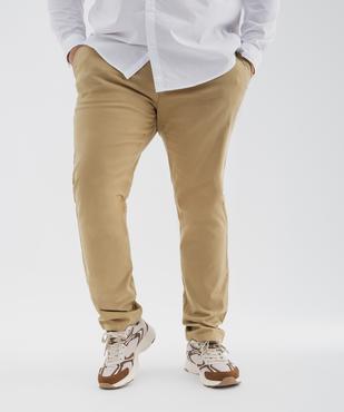 Pantalon chino coupe slim en toile de coton stretch au coloris unique homme vue5 - GEMO 4G HOMME - GEMO