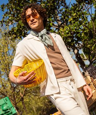 Chemise manches courtes à col cubain en maille piquée homme vue4 - GEMO 4G HOMME - GEMO