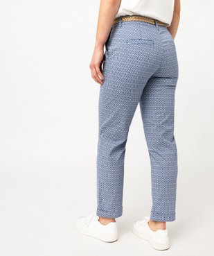 Pantalon chino imprimé en maille extensible avec ceinture femme vue3 - GEMO 4G FEMME - GEMO