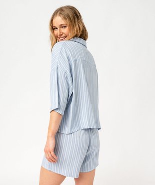 Pyjashort à rayures femme - LuluCastagnette vue3 - LULUCASTAGNETTE - GEMO