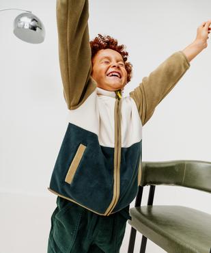 Sweat zippé à col montant en velours garçon vue1 - GEMO (ENFANT) - GEMO