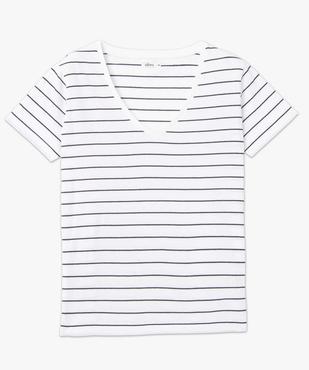 Tee-shirt femme rayé à manches courtes avec col V vue4 - GEMO(FEMME PAP) - GEMO