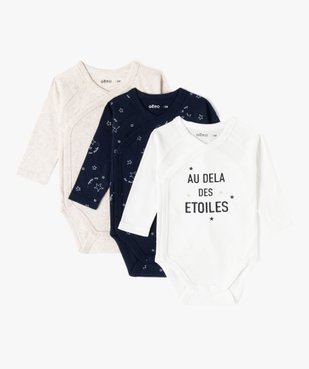 Body croisé à manches courtes en coton biologique bébé (lot de 3) vue1 - GEMO 4G BEBE - GEMO