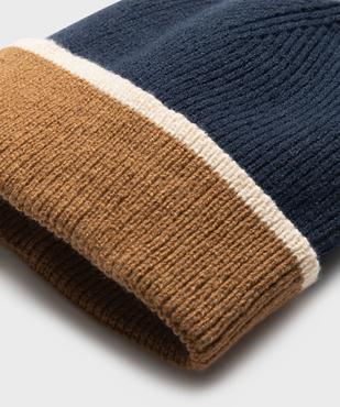 Bonnet en maille tricolore avec revers garçon vue3 - GEMO (ENFANT) - GEMO