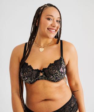 Soutien-gorge emboitant en microfibre et dentelle femme grande taille vue1 - GEMO(HOMWR FEM) - GEMO