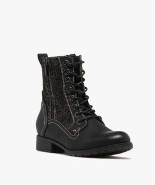 Bottines femme fourrées avec détails brodés à zip et à lacets vue3 - GEMO (CASUAL) - GEMO