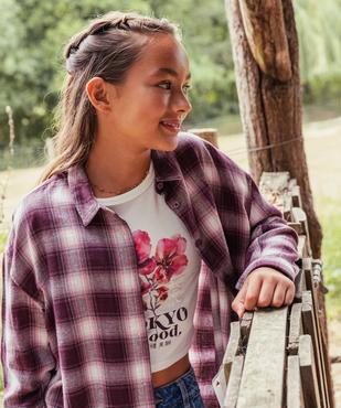 Chemise à carreaux en flanelle de coton fille vue1 - GEMO (JUNIOR) - GEMO