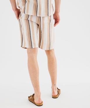 Short large à rayures avec ceinture ajustable pour homme vue3 - GEMO (HOMME) - GEMO