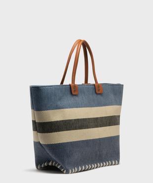 Sac cabas en paille de papier rayée femme vue2 - GEMO (ACCESS) - GEMO
