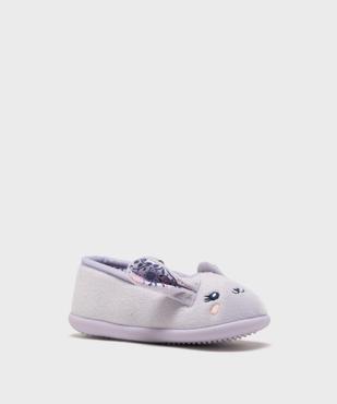 Chaussons ballerines en velours imprimés à détails en relief fille vue2 - GEMO (ENFANT) - GEMO