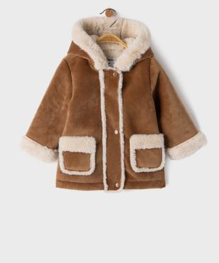 Manteau à capuche en velours doublure chaude bébé fille vue1 - GEMO(BEBE DEBT) - GEMO