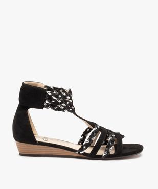 Sandales fille à talon compensé et tige montante vue1 - GEMO (ENFANT) - GEMO