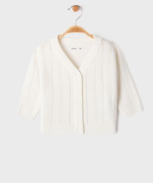 Gilet col V en maille ajourée bébé fille vue1 - GEMO(BEBE DEBT) - GEMO