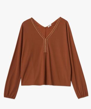 Tee-shirt femme à manches longues et encolure fantaisie vue4 - GEMO(FEMME PAP) - GEMO
