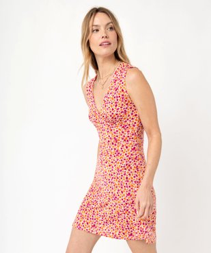 Robe femme courte sans manches à motifs fleuris vue1 - GEMO(FEMME PAP) - GEMO