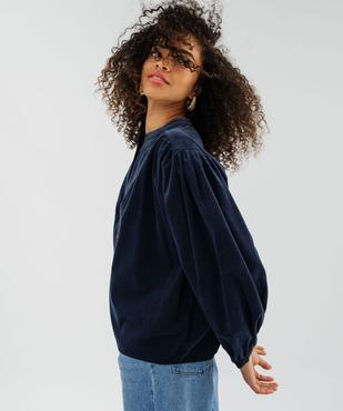 Chemise ample à col victorien en velours milleraies femme vue3 - GEMO(FEMME PAP) - GEMO