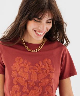 Tee-shirt manches courtes avec motif scintillant femme vue2 - GEMO(FEMME PAP) - GEMO