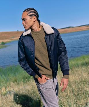 Blouson aviateur en matière déperlante avec col sherpa amovible homme vue6 - GEMO (HOMME) - GEMO
