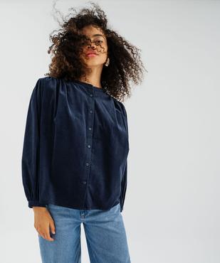 Chemise ample à col victorien en velours milleraies femme vue1 - GEMO(FEMME PAP) - GEMO