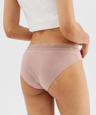 Culotte en coton stretch à ceinture dentelle élastique femme (lot de 2) vue2 - GEMO 4G FEMME - GEMO