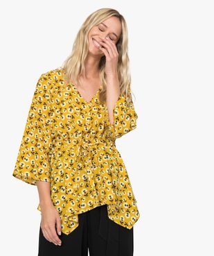 Blouse femme à motifs fleuris avec taille ajustable vue1 - GEMO(FEMME PAP) - GEMO