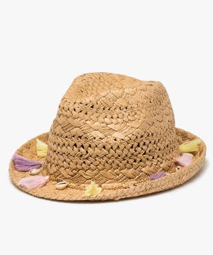 Chapeau fille forme fedora avec coquillages et pompons vue1 - GEMO (JUNIOR) - GEMO