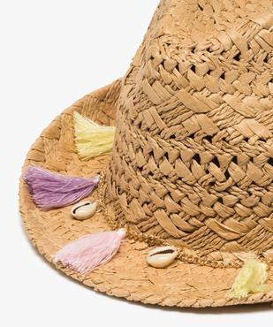 Chapeau fille forme fedora avec coquillages et pompons vue2 - GEMO (JUNIOR) - GEMO