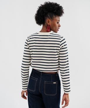 Tee-shirt manches longues marinière femme - LuluCastagnette vue3 - LULU CASTAGNETTE G4G D - GEMO