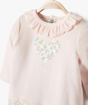 Pyjama en velours effet 2 en 1 à motifs fleuris bébé fille vue2 - GEMO(BB COUCHE) - GEMO