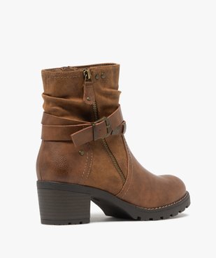 Boots femme zippées à talon carré et semelle crantée col plissé vue4 - EMILIA ROSA - GEMO