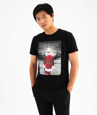 Tee-shirt manches courtes avec motif Père Noël homme vue1 - GEMO (HOMME) - GEMO