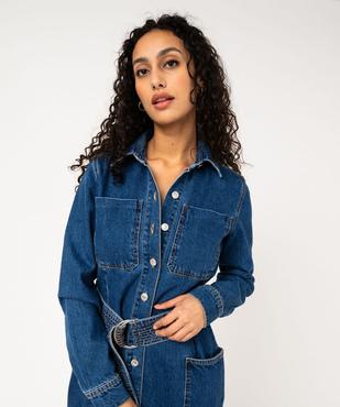 Robe en jean à manches longues avec large ceinture femme vue5 - GEMO(FEMME PAP) - GEMO